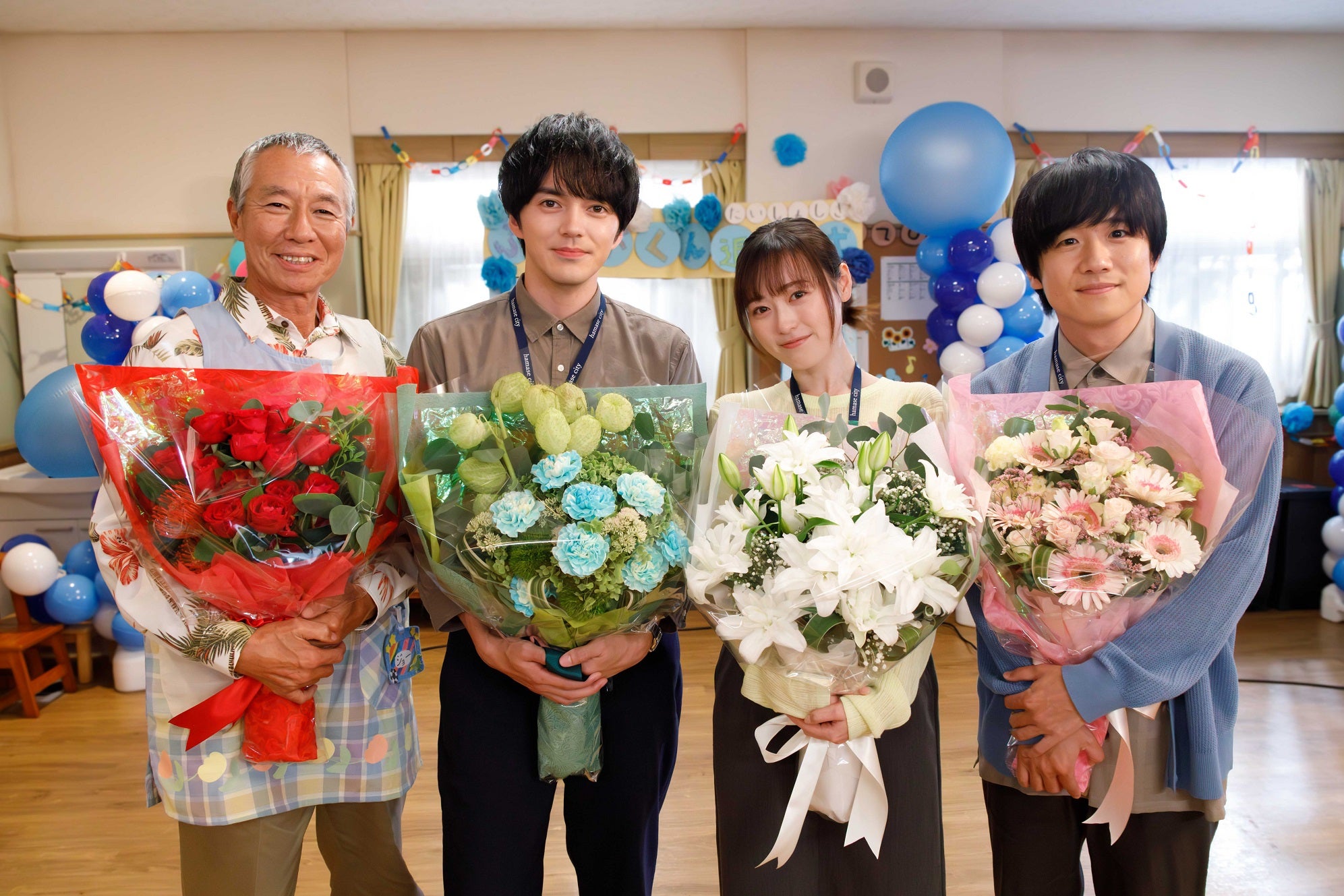 柳葉敏郎、林遣都、福原遥、風間俊介「明日はもっと、いい日になる」（C）フジテレビ