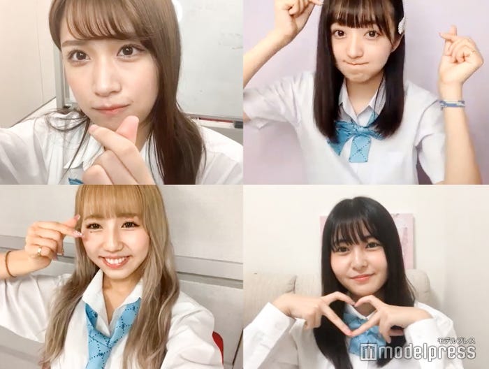 (左上から時計回りに)持田優奈、日比野芽奈、頓知気さきな、川谷花音/リモートインタビュー(C)モデルプレス