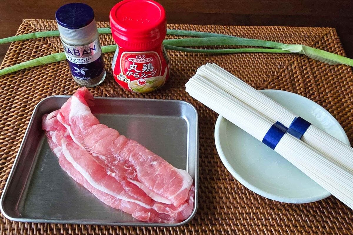 豚ネギ塩そうめん・材料