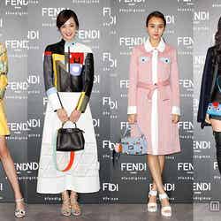 「FENDI」レセプションパーティーに出席した（左から）森星、高垣麗子、石田ニコル、MEGBABY【モデルプレス】