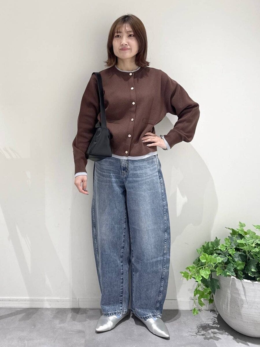 2026春グローバルワーク大人女性おすすめスウェットライククルーカーディガン