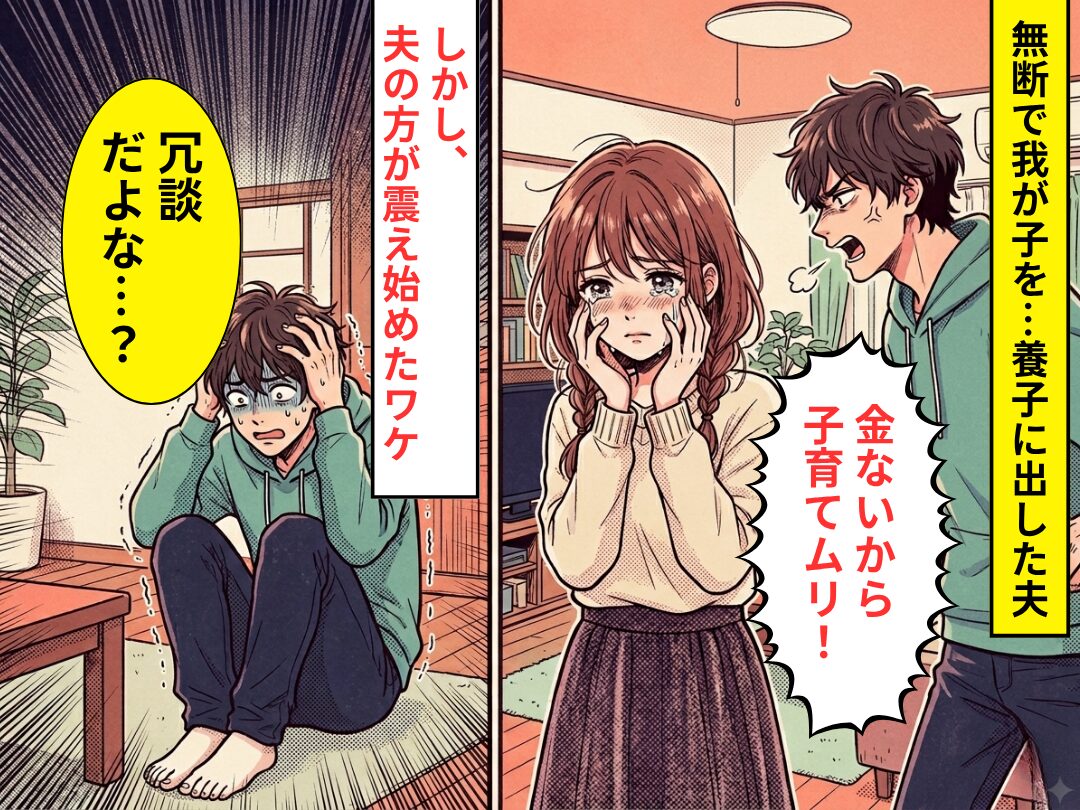 無断で我が子を…養子に出した夫「金ないから子育てムリ！」しかし⇒「冗談だよな…？」夫の方が震え始めたワケ