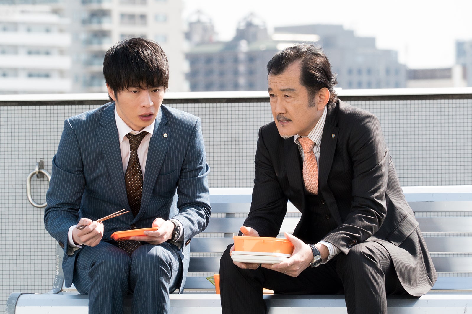 田中圭、吉田鋼太郎／「おっさんずラブ」第2話より（C）テレビ朝日