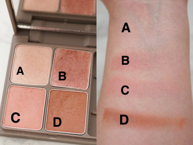 ベージュメイクにおすすめのリリミュウのアイシャドウパレットとスウォッチ画像