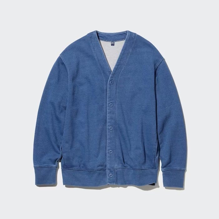 ユニクロ　uniqlo　おすすめ　オススメ　コスパ　2023　冬　メンズ　インディゴ　デニム　インディゴスウェットカーディガン　スウェット　カーディガン