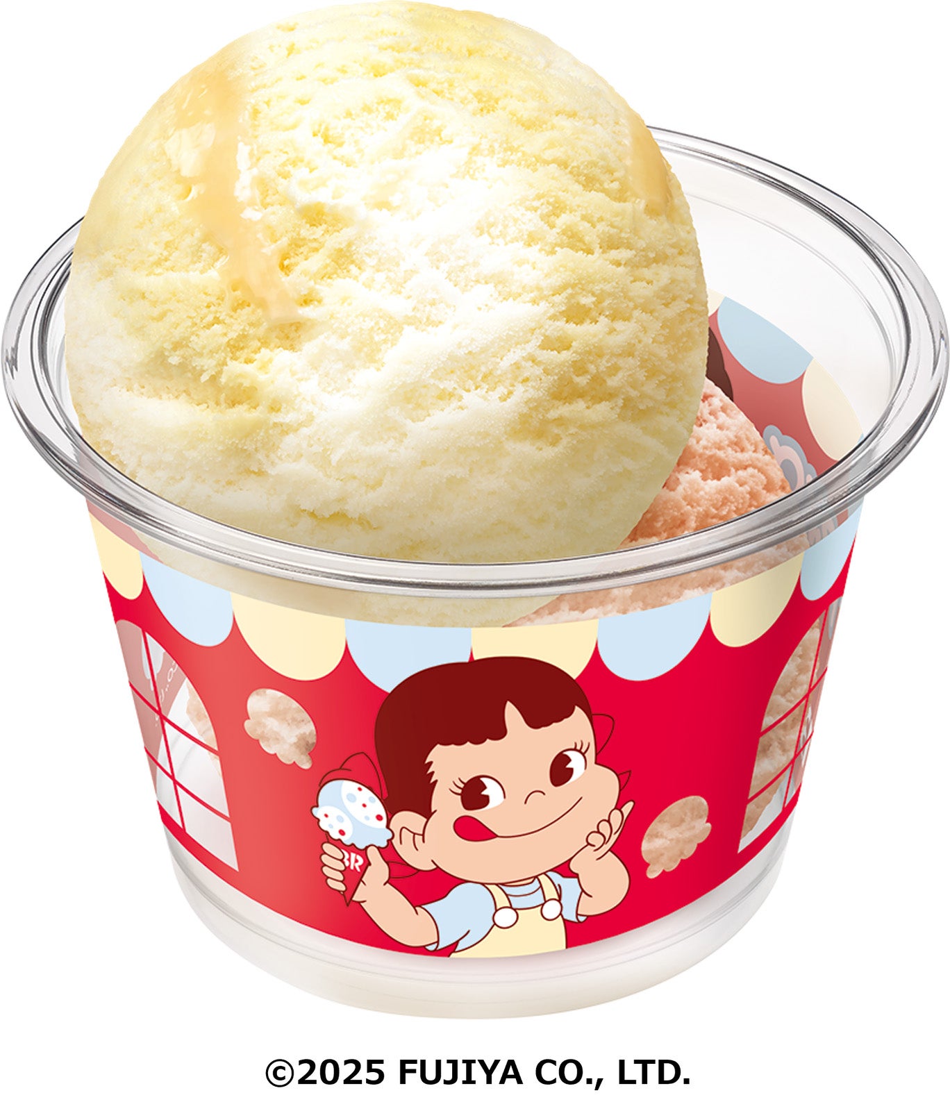 ペコちゃん＆ポコちゃん ダブルカップA：シングル510円／レギュラーダブル　760円（C）2025 FUJIYA CO．，LTD．