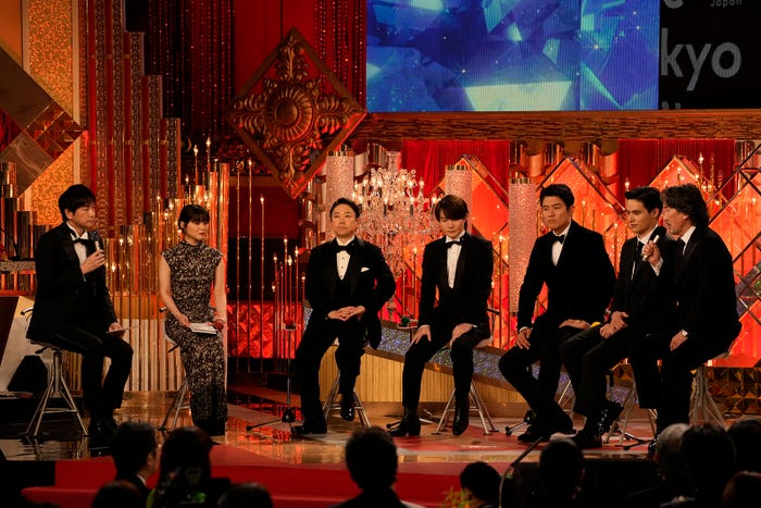 羽鳥慎一アナウンサー、岸井ゆきの、阿部サダヲ、神木隆之介、鈴木亮平、水上恒司、役所広司(C)日本アカデミー賞協会