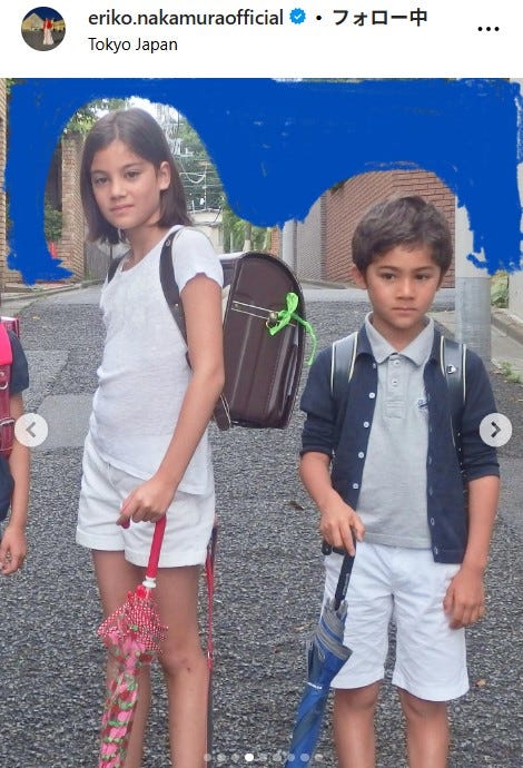 小学校時代の長女、息子/中村江里子 Instagramより