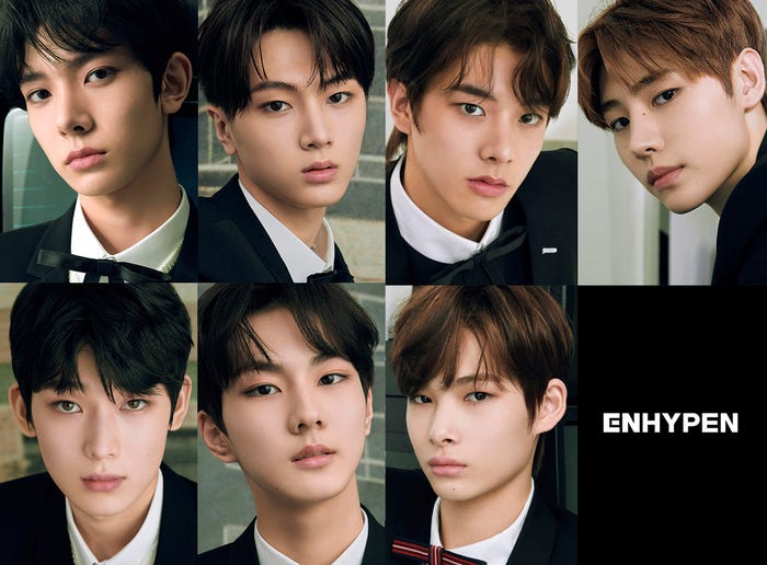 「ENHYPEN」(左上から時計回りに)HEESEUNG、JAY、JAKE、SUNGHOON、NI-KI、JUNGWON、SUNOO(C)BELIFT LAB