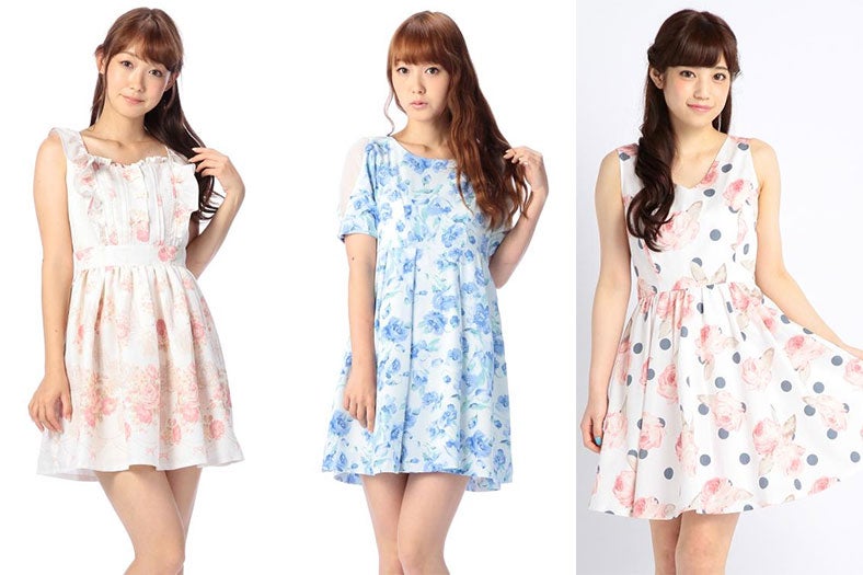 男性ウケ抜群！淡色フラワーワンピで初夏のお嬢さん／左から「LIZ LISA」「JugeETTA」「LIZ LISA」画像提供：Tokyo Kawaii Life【モデルプレス】
