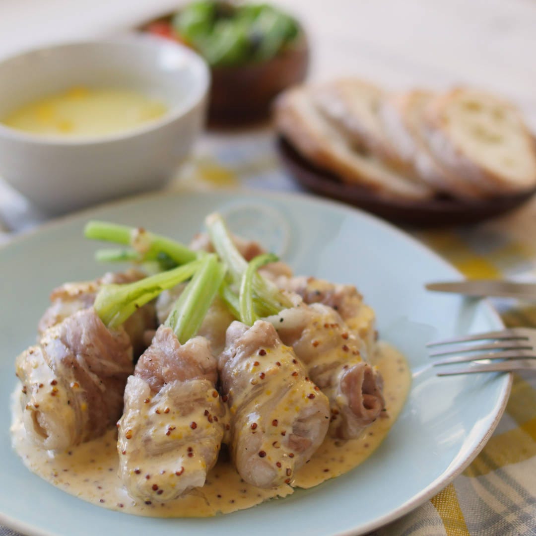 レンジで簡単！肉巻きかぶのホットマスタードサラダ