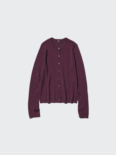 メリノリブクルーネックショートカーディガン 2025秋冬ユニクロ大人女性おすすめメリノリブクルーネックショートカーディガン