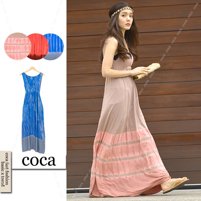 シンプルエスニックマキシ丈ワンピース「coca」3,990円(税込)