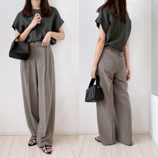 GU　タックワイドパンツ　コーデ