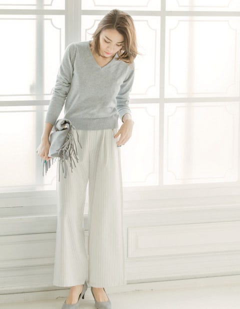 ピンストライプタックワイドパンツ「Re:EDIT by GALSTAR」2,398円(税込)/画像提供:Re:EDIT by GALSTAR