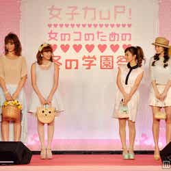 JJモデル(写真左から:ニコル、滝沢カレン、土岐田麗子、神戸蘭子、オードリー亜谷香、寺本愛美)