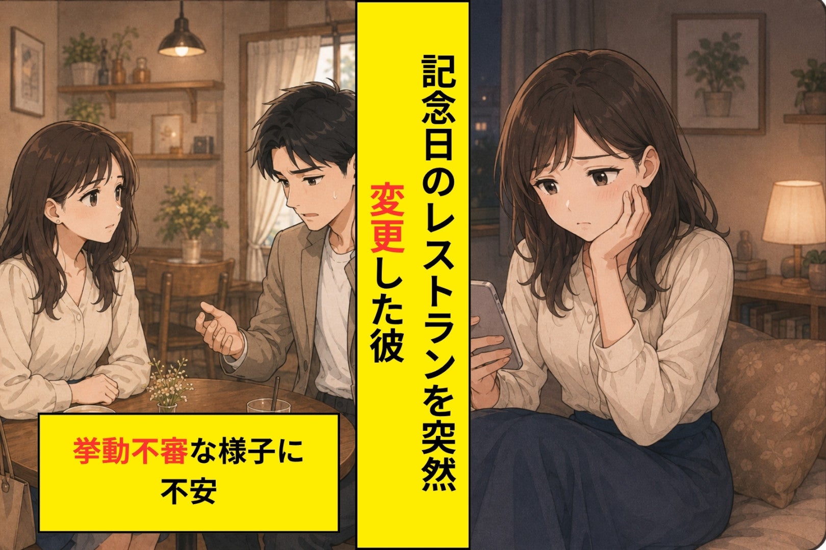 記念日に予約した店を当日カフェに変えた彼。素っ気ない態度に、気持ちが離れたのだと思いました