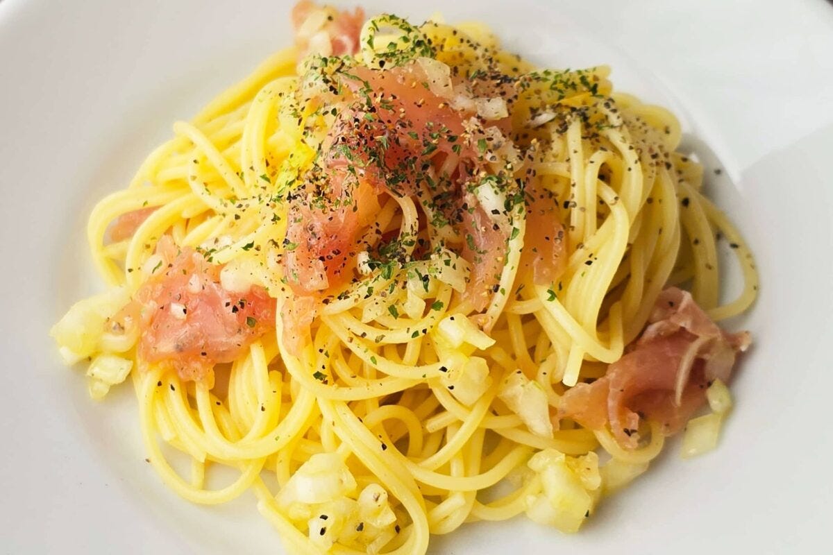 生ハムの冷製塩パスタ