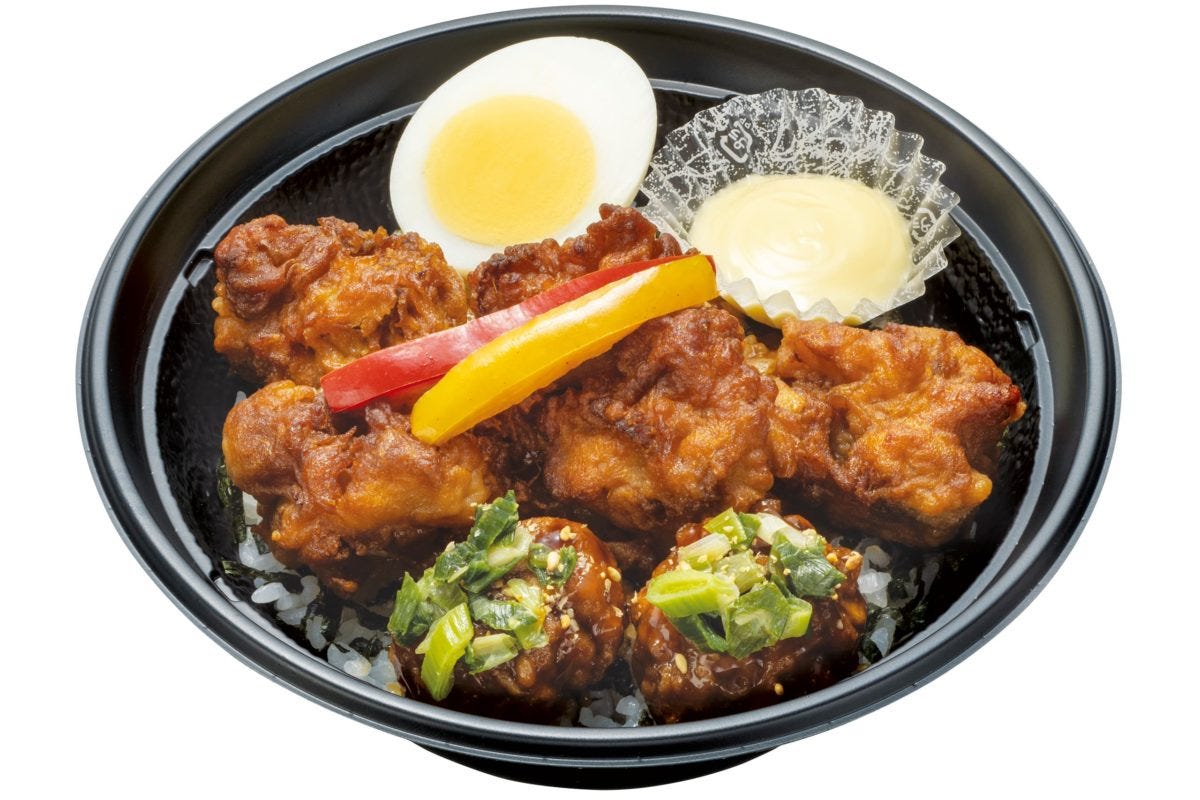 生姜玉ねぎ風味の鶏唐と甘辛だれの謎唐丼