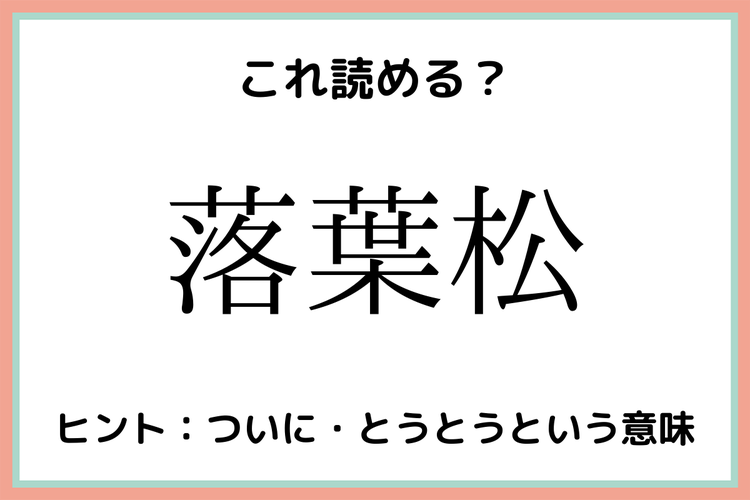 落葉松 おちばまつ 読めたらスゴイ 植物の難読漢字 4選 モデルプレス