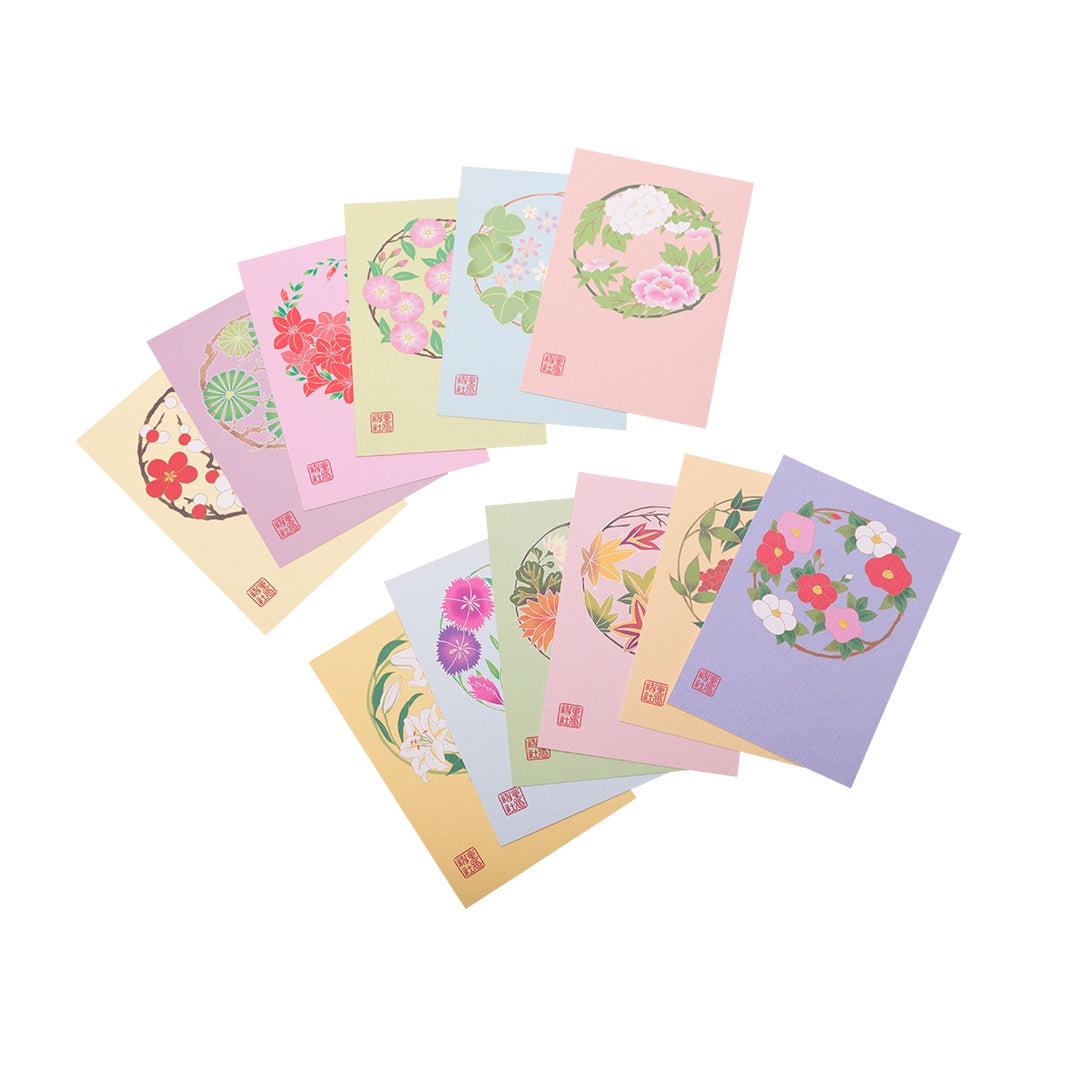 月ごとのお花をモチーフにした花御札（提供写真）