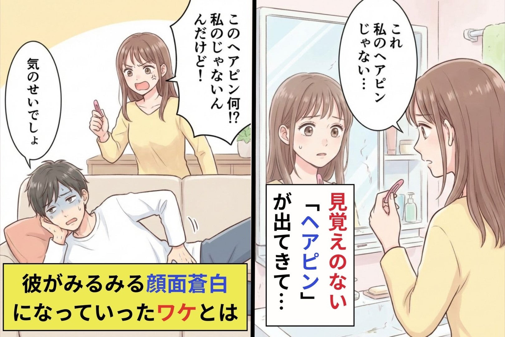 同棲開始1ヶ月、洗面台に見覚えのないヘアピン→彼「気のせいでしょ」…私が"ある証拠"を出した瞬間、顔面蒼白になったワケとは