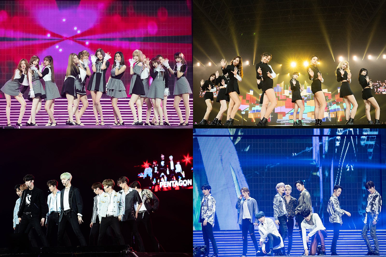 （上段）IZ*ONE、TWICE、（下段）PENTAGON、SF9 （C） CJ ENM Co., Ltd, All Rights Reserved