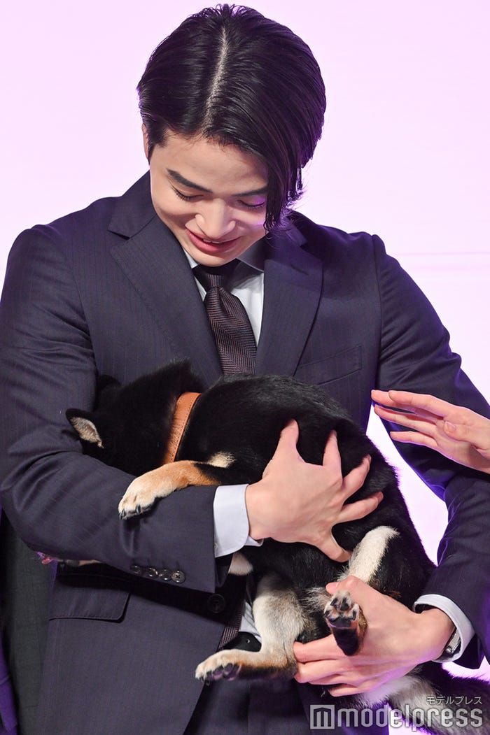 劇中に登場する“飼い犬・アキラ”を抱っこする菊池風磨(C)モデルプレス