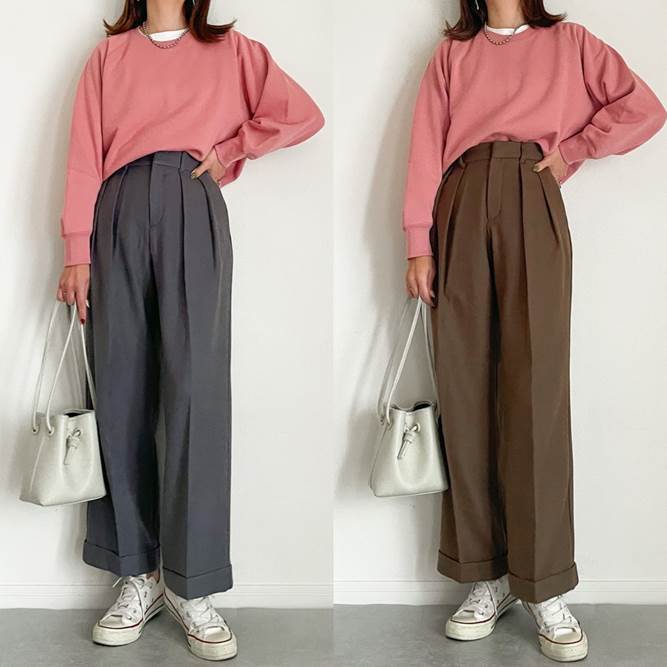 GU　インタックワイドパンツ　コーデ　スウェット