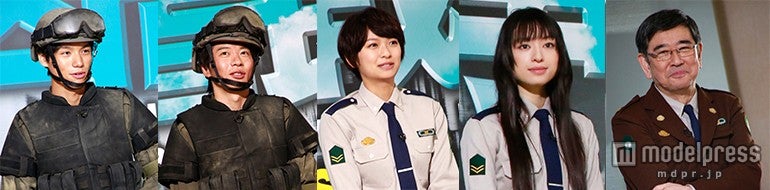 左から：福士蒼汰、田中圭、榮倉奈々、栗山千明、石坂浩二