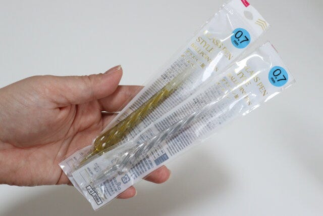 金属色ガラス風ボールペン　文具