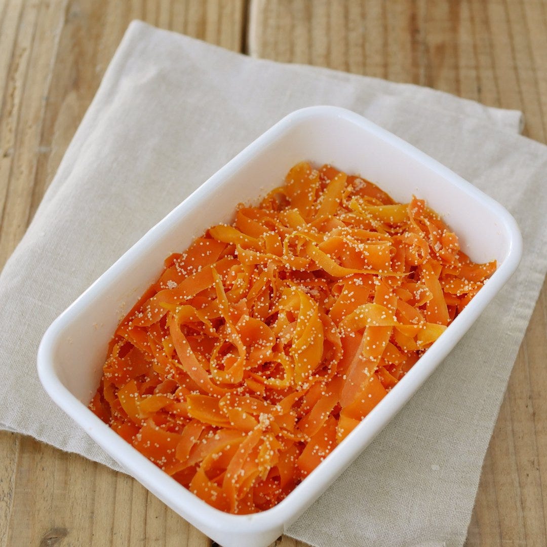 【作り置き】ひらひらにんじんの明太子炒め