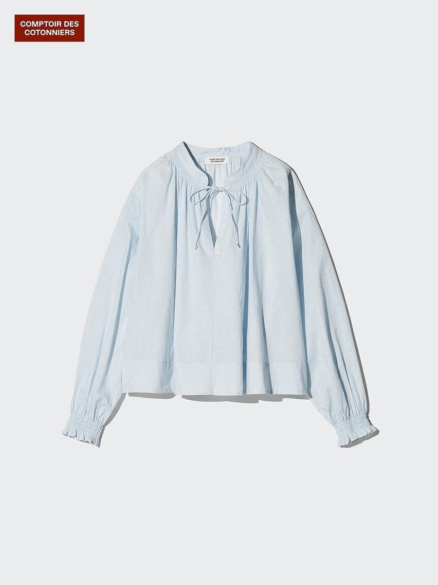 ユニクロ コットンボリュームプリントブラウス ユニクロのコットンボリュームプリントブラウス