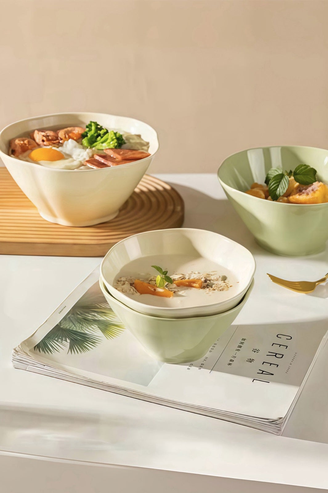 家庭用陶器製 アールヌーヴォー風ラーメンボウル【高級感あるデザイン】（提供素材）