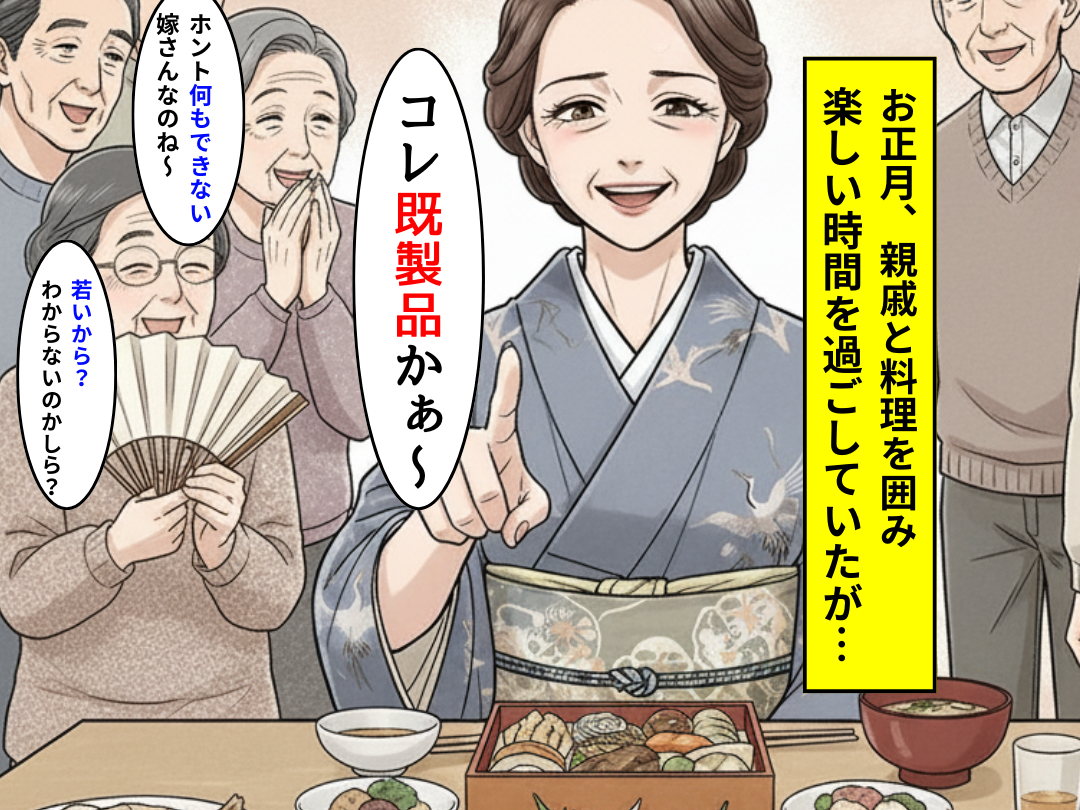 新年早々「既製品かあ」とイヤミを放った義母。次の瞬間⇒【親戚たちの発言】で、食卓が“地獄”と化した話。