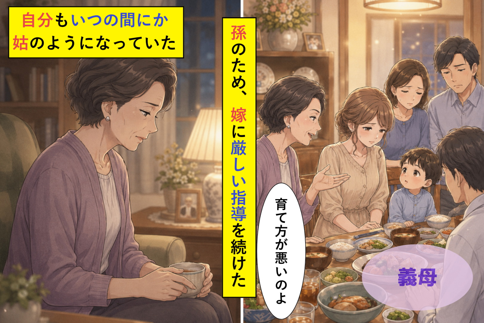 「これも孫のためよ」親戚の前で嫁を指導し続けた私→孫の"ひと言"で、自分の言葉が返ってきた