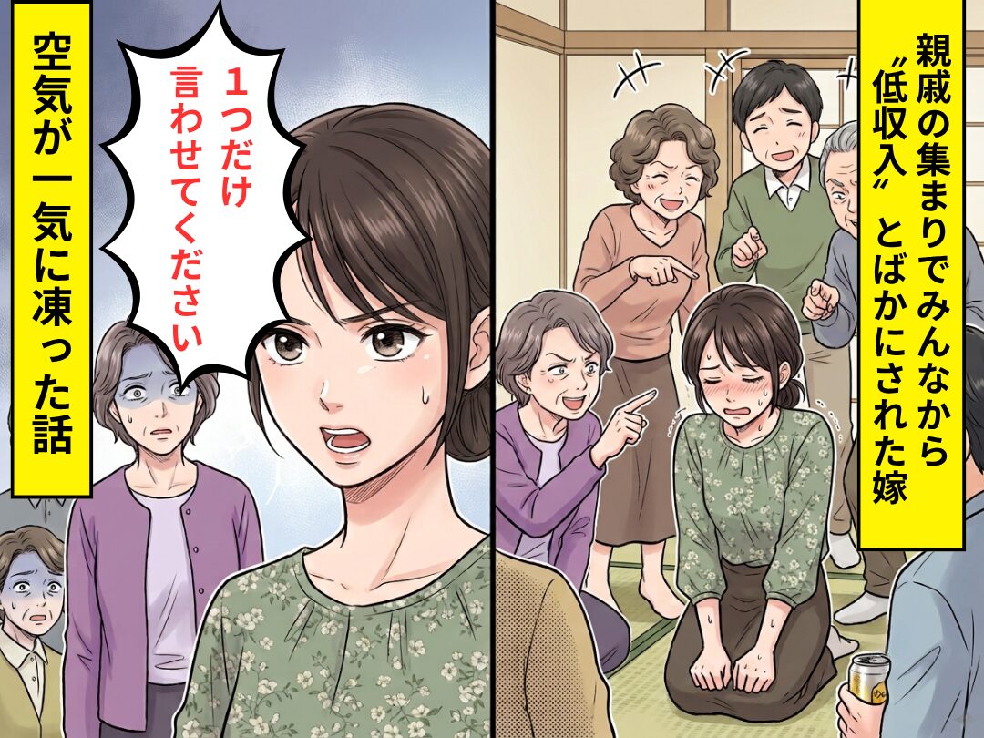 親戚中から…低収入だとバカにされた嫁！？だが直後⇒嫁「1つだけ言わせてください」空気が一気に凍った話