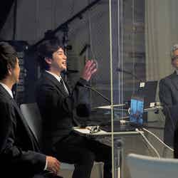 出演者たちが丸くなって行われた「どうする家康」出演者発表会見 大森南朋、松本潤、松重豊（C）NHK