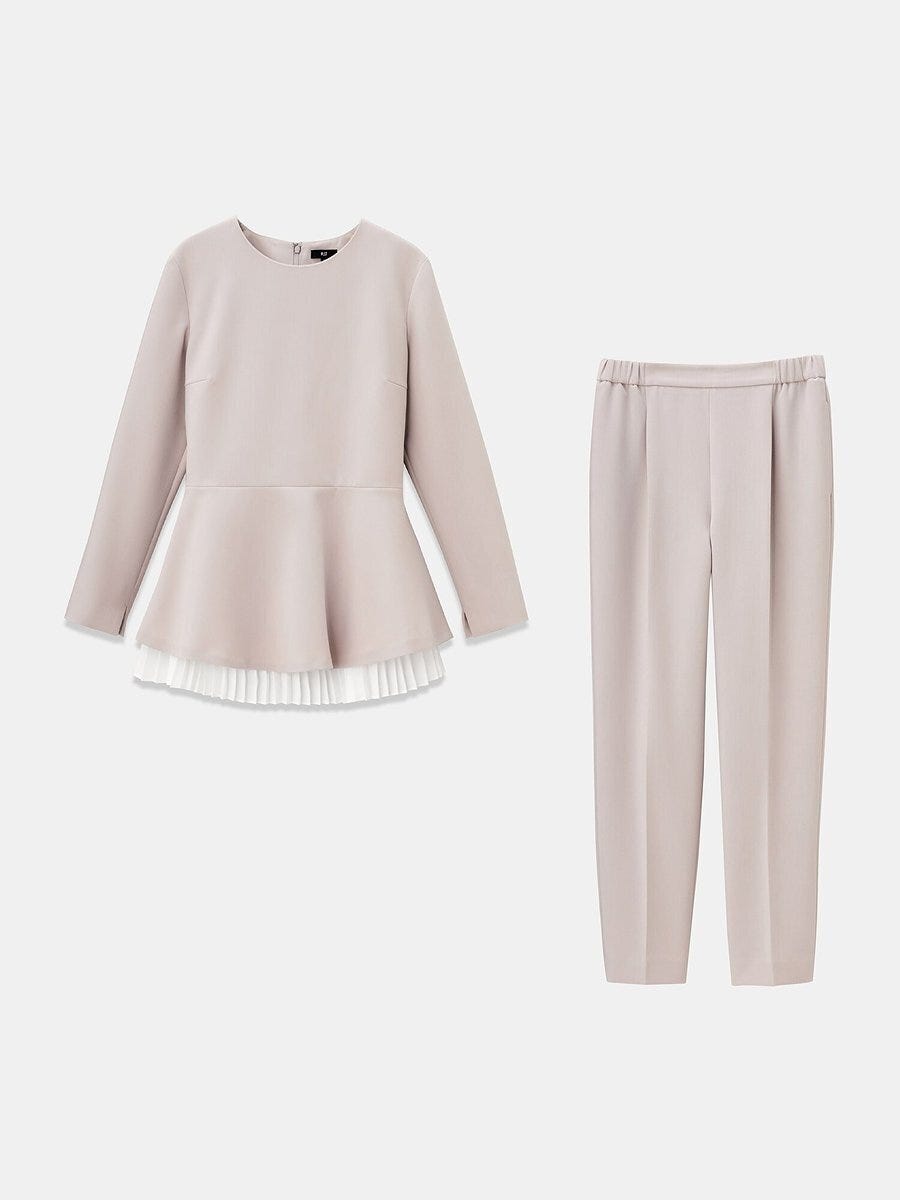 PLSTのダブルクロスプリーツレイヤードセットアップ