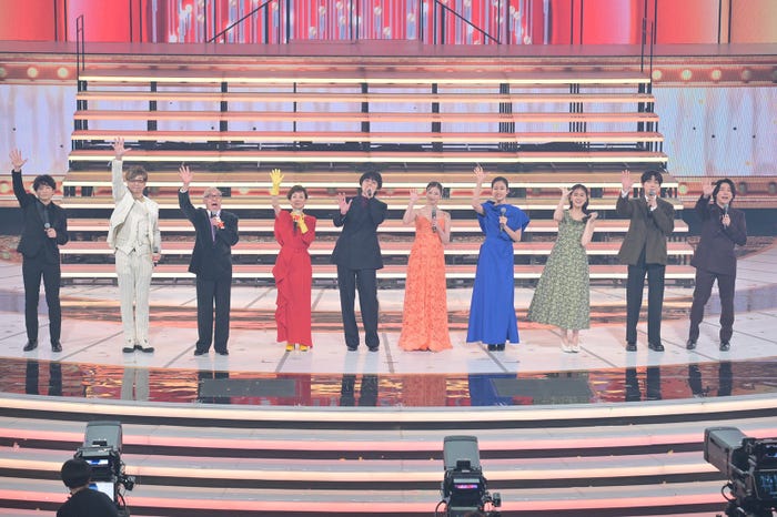 津田健次郎、山寺宏一、中尾隆聖、戸田恵子、北村匠海、今田美桜、河合優実、原菜乃華、高橋文哉、大森元貴「あんぱん」SPステージ/第76回NHK紅白歌合戦(C)NHK