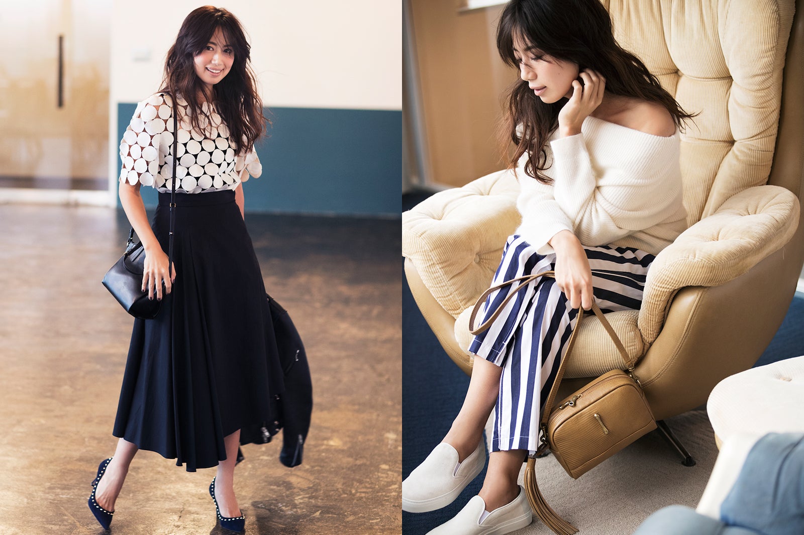 “白トップス”で上品に女度アップ