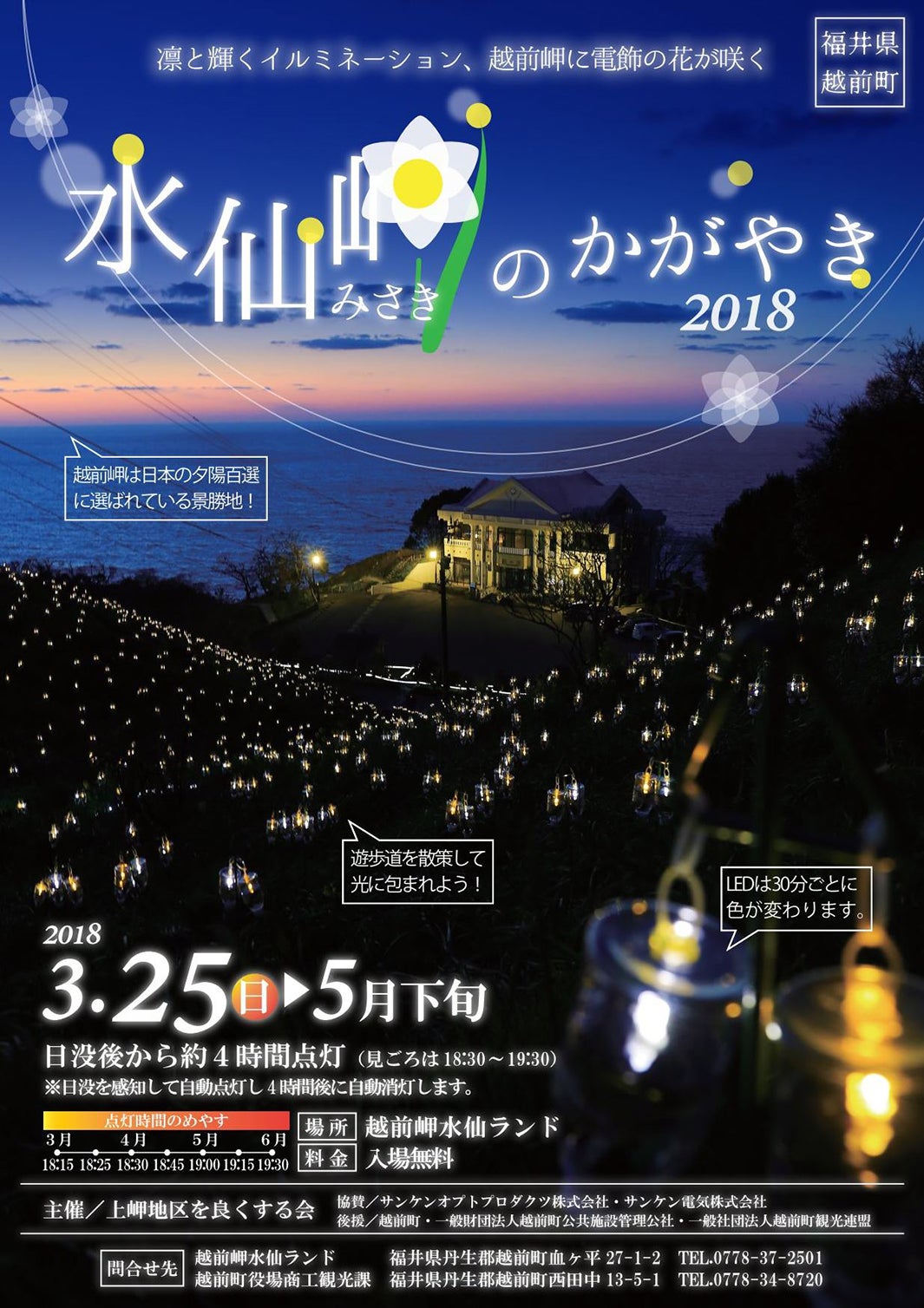 絶景イルミネーション「水仙岬のかがやき2018」／画像提供：一般社団法人越前町観光連盟