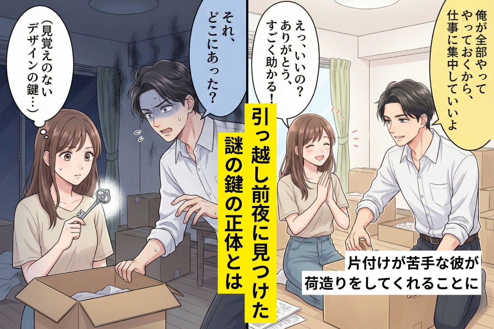 引っ越し前夜、彼が「荷物は俺がまとめる」→段ボールの中から出てきた"謎の鍵"で、顔色が変わった