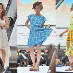 「沖縄ちゅらイイ GIRL’S UP！ステージ」に出演したギャルモデル（左から：さとみん、ねもやよ、なつぅみ）