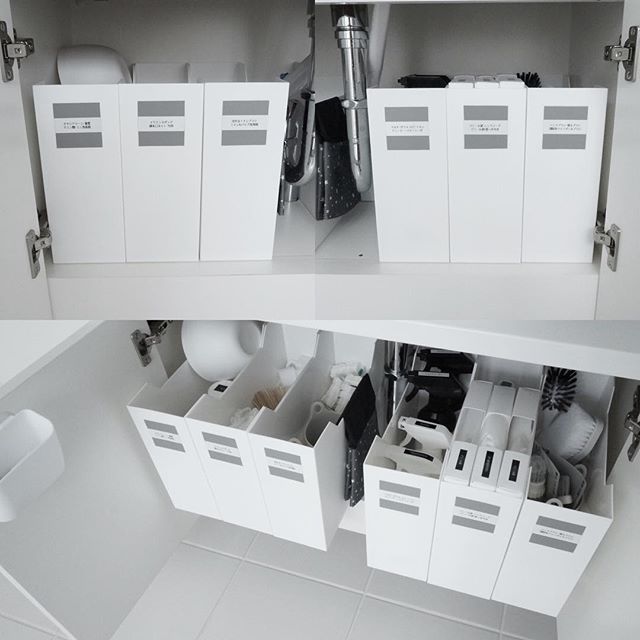 洗面台下の収納はニトリで改善 どこに何があるか一目瞭然な整理整頓アイデア モデルプレス