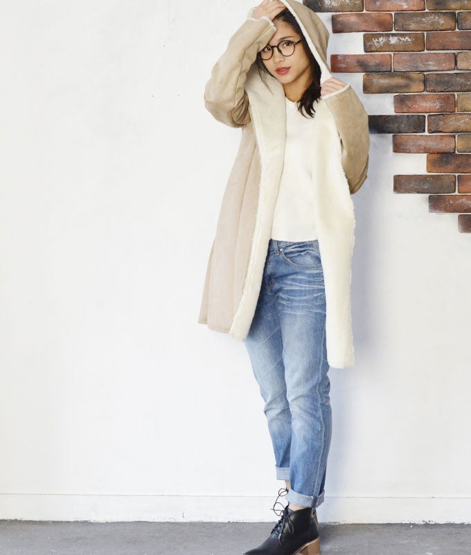 ライダース風しっとりフェイクムートンコート「coca」11,900円（税込）／画像提供：coca