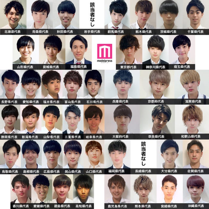 「男子高生ミスターコン2018」各エリア代表者