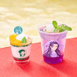 (左)猫猫の莓杏仁豆腐 黄桃添え(右)壬氏のライチ香るシトラスドリンク/画像提供:ユニバーサル・スタジオ・ジャパン