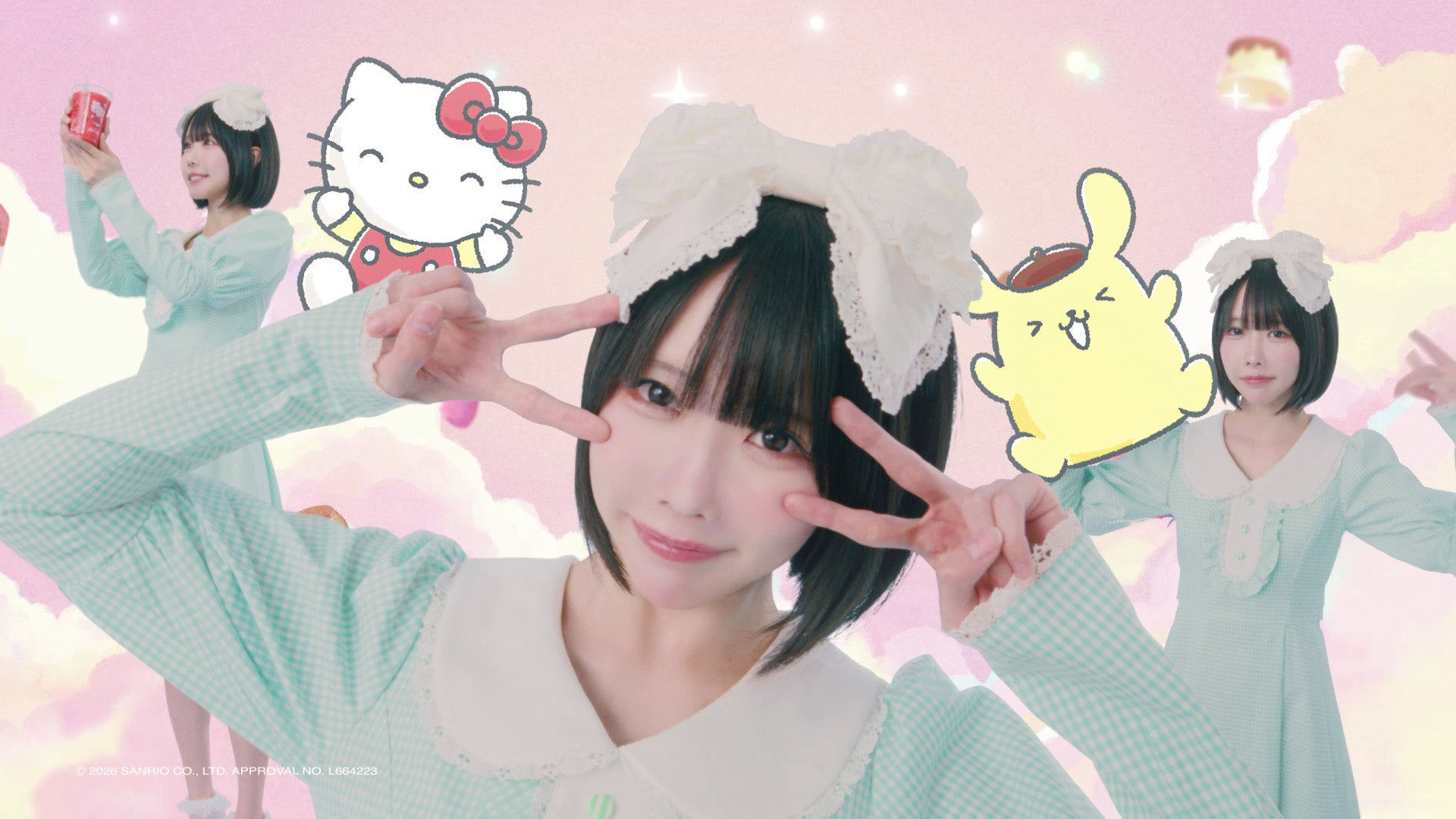 あの／マクドナルド新CM「マックに甘いの飲みにこないか キティとプリン」篇より（提供写真）