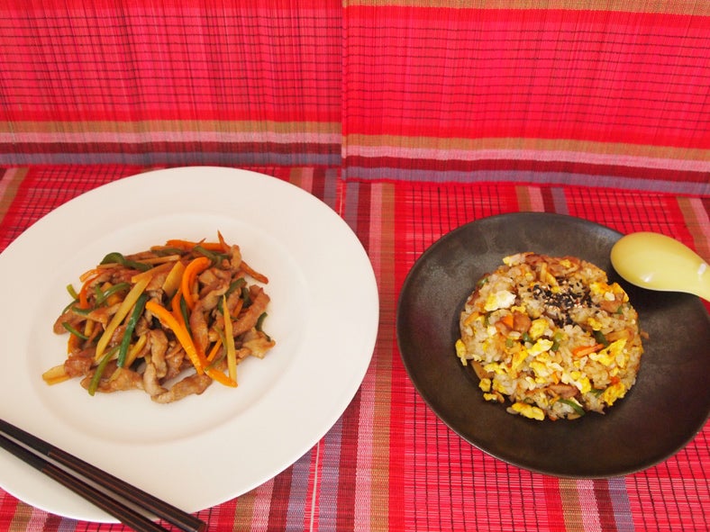 「カラフルチンジャオロース → 五穀米チャーハン」